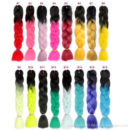 DTL Factory Wholesale Hot selling Ombre Braiding Hair Wholesale 100g African Crochet Braids Hair 24 inch Synthetic Hair